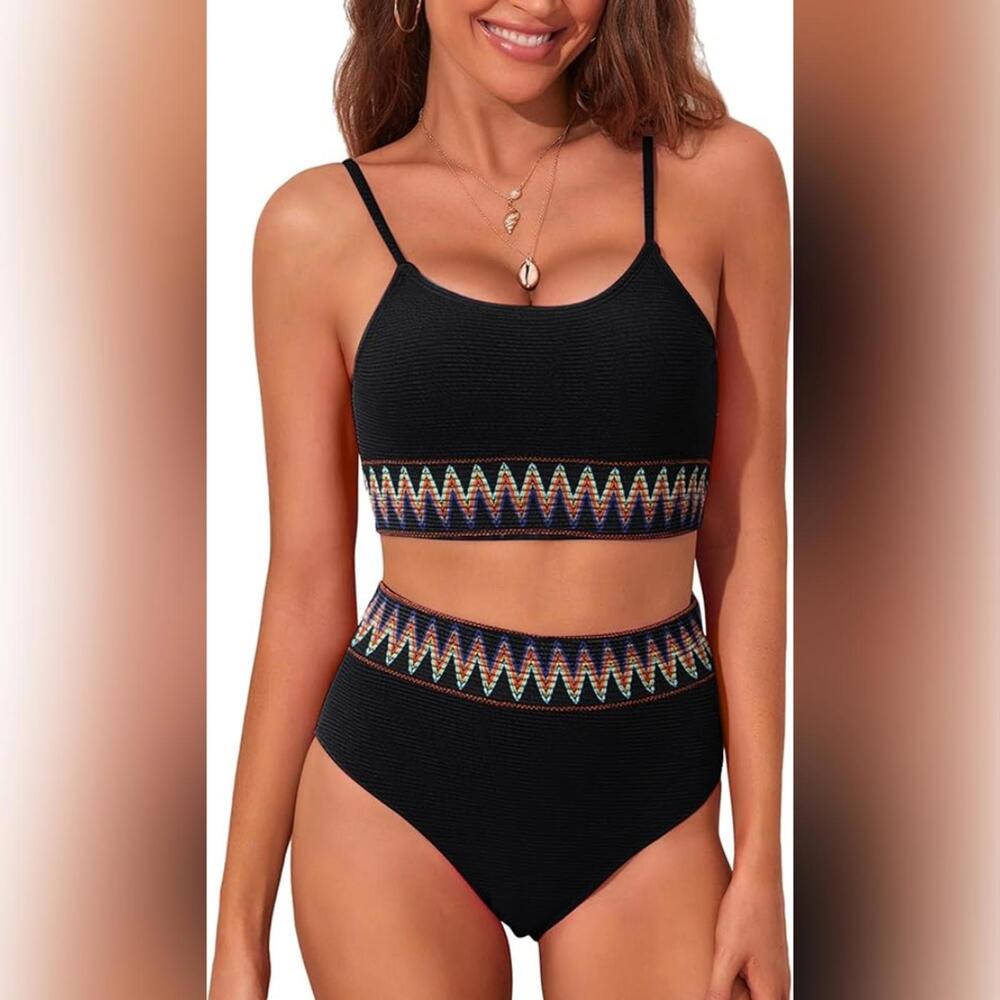 NWOT Finis Two Pieces High Waisted Scoop Neck Retro Swimsuit, XL (16-18)